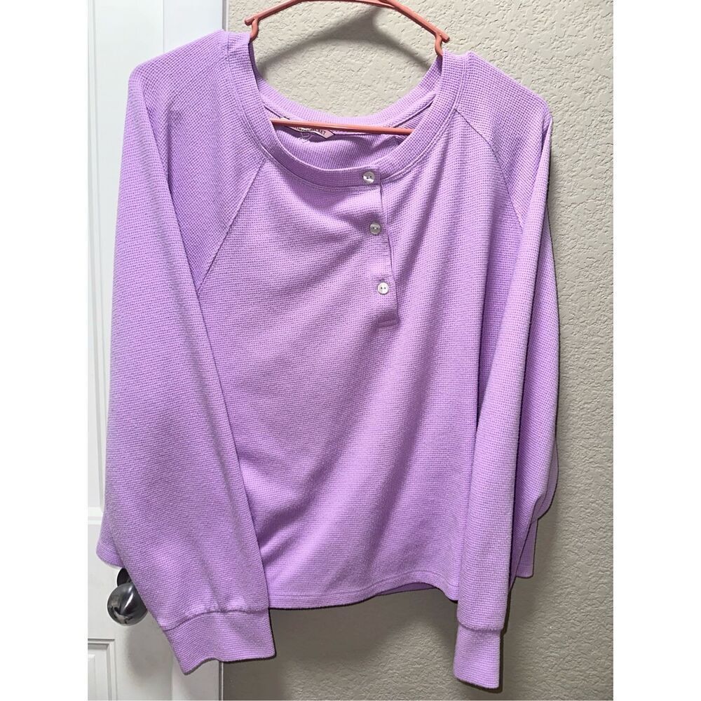 Victoria Secret Lavender Thermal Knit Button Long Sleeve
